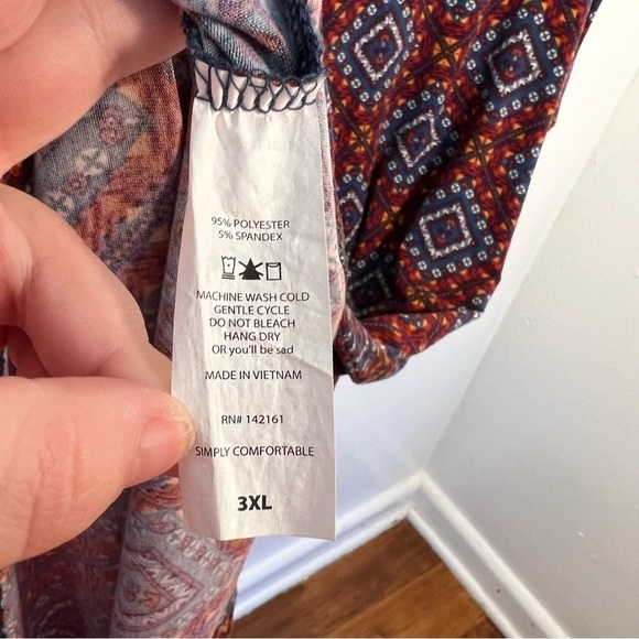 Lularoe Julia Bodycon Dress Blue Red Geometric - Picture 11 of 11